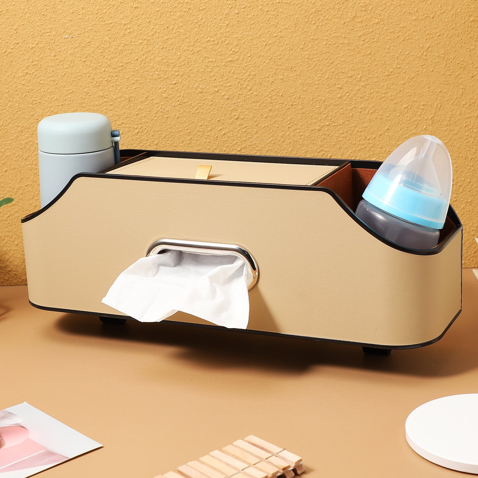 CYLINDSOME Car Tissue Box Headrest Organizer Car Headrest Box Backseat Organizer Cup Holder Car Interior Accessory