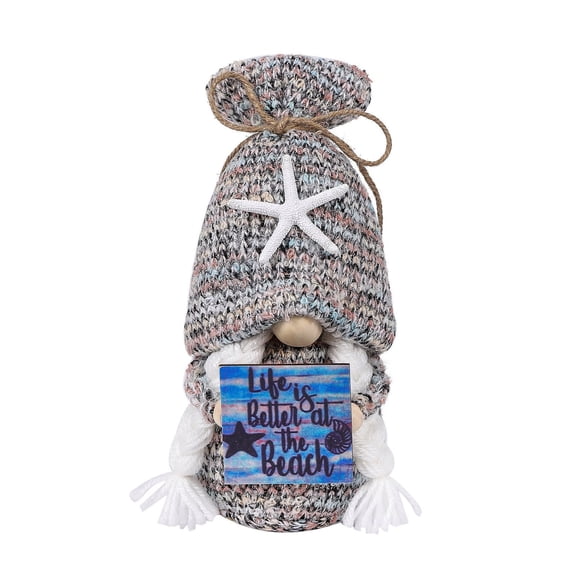 DefiDgd Ocean Style Gnome Fabric Decor,Knitted Faceless Plush Gnome Figurine Tabletop Shelf Ornament for Summer Home Living Room Beach Theme Party Holiday Decoration(B)