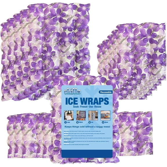 Chillz Reusable Ice Wraps 20 Pack (Purple Floral)