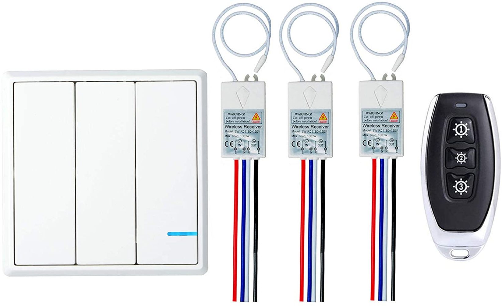 "TaliaPosy Wireless light Switch Kit with Remote Way Push Button Panel