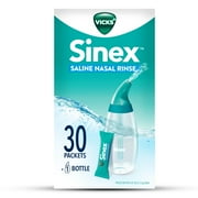 Vicks Sinex Saline Nasal Rinse + Packets, Nasal Decongestant for Sinus Relief, 30 Count
