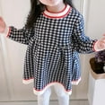 thumbnail image 5 of Gelikeya Baby Easter Dresses 12 Months Korean Style Girl's Knitted Plaid Long Sleeve Dress Cute and Comfortable Apparel(Toddlers, Navy, 2-3 Years), 5 of 5