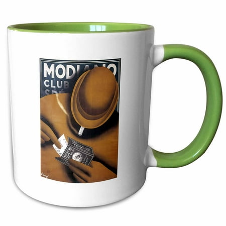 Vintage Advertising Paper - 3dRose Vintage Modiano Club Cigarette Papers Advertising Poster - Two Tone Green Mug, 11-ounce