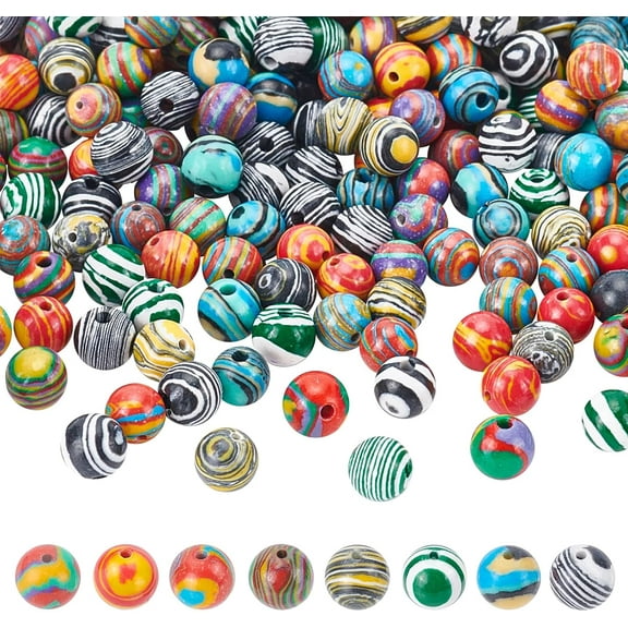 240 Pcs Natural Stone Beads 6mm Malachite Gemstone Loose Beads Colorful Round Dyed Stone for Jewelry Making DIY diy