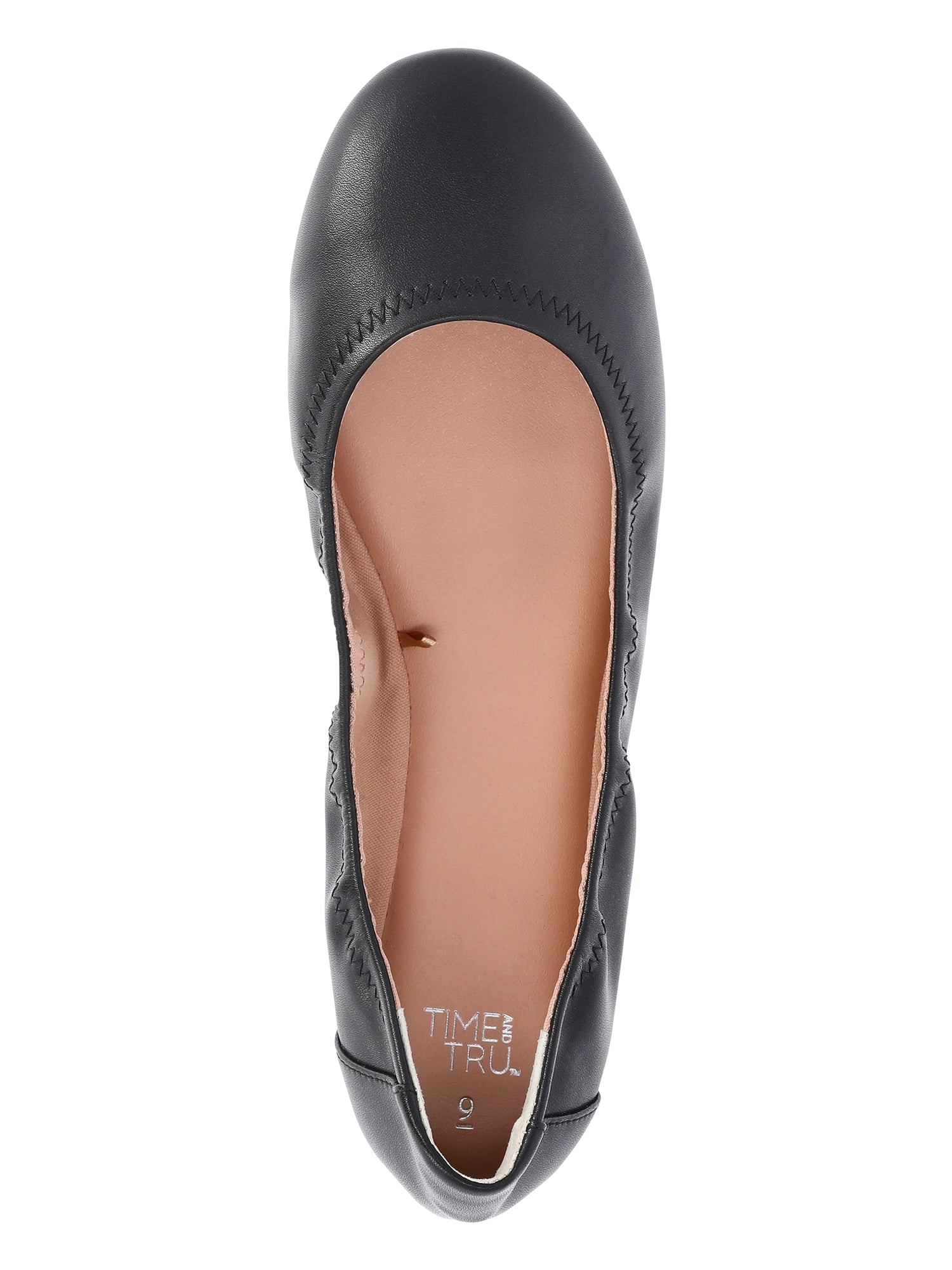 Time and Tru Women's Scrunch Ballet Flats, Wide Width Available