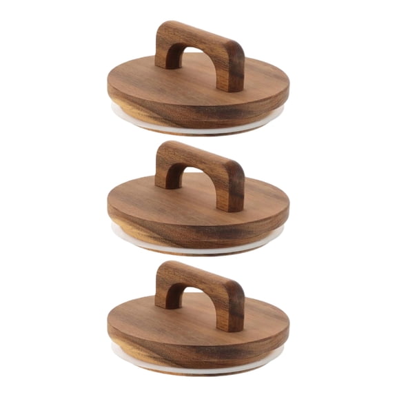 AOOOWER 3Pcs Round Shape Wooden Lids with Handle Kitchen Jar Covers For Food Storage