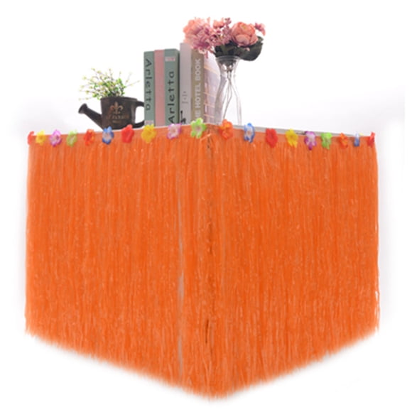 LYD Falda de mesa hawaiana de 9 pies de largo, decoración de fiesta de hibisco Luau, decoración de tema tropical LYD 1037787