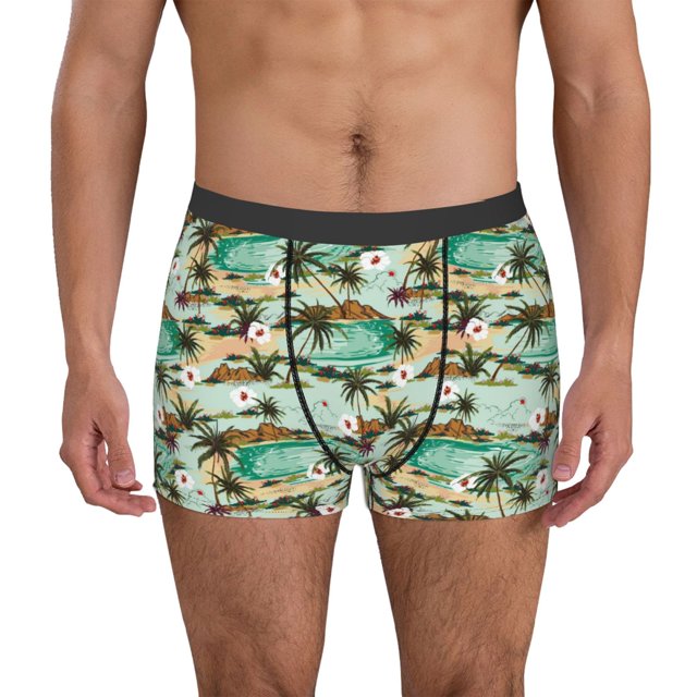 Balery Colorful Hawaii Palms Calzoncillos bóxer para hombre, ropa interior de algodón suave y transpirable con cinturilla de nailon-X-Large