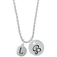 thumbnail image 1 of Delight Jewelry Silvertone Capital Letter - L - Pebble Disc - Silvertone Script Initial Disc - B - Charm Necklace, 20"+3", 1 of 4