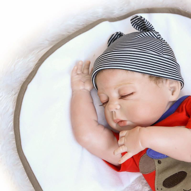 23/" Boy Full Body Silicone Reborn Baby Sleeping Doll Soft Vinyl Lifelike Newborn