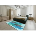 thumbnail image 5 of Ahgly Company Machine Washable Indoor Square Transitional Glacial Blue Ice Blue Area Rugs, 5' Square, 5 of 7