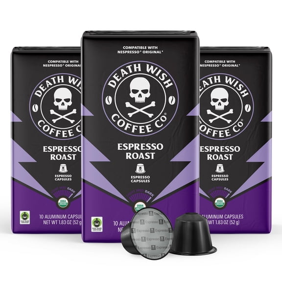 Death Wish Coffee, Espresso Roast Capsules Compatible with Nespresso Original Machines