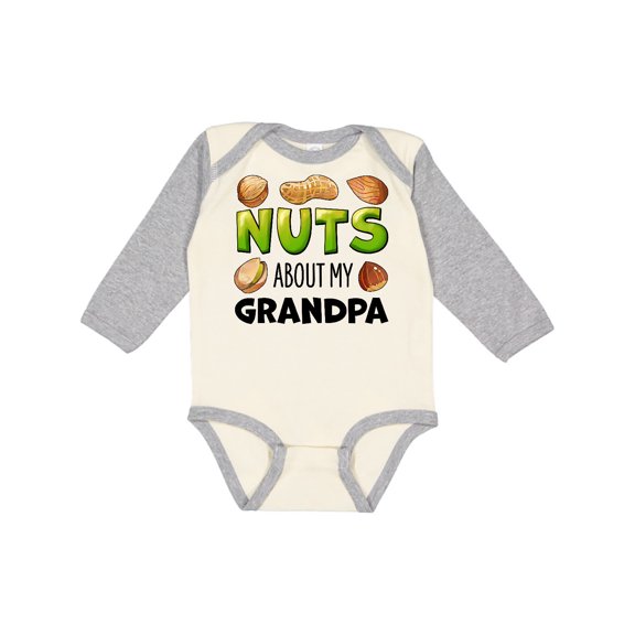 Inktastic Nuts About My Grandpa Peanut, Almond, Pistachio Boys or Girls Long Sleeve Baby Bodysuit