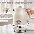 thumbnail image 4 of Mecity Retro Electric Kettle, 1.7L Hot Water Boiler with Thermometer, Stainless Steel Interior, 1500W Fast Boil Tea Kettle, Double Wall Cool Touch, Wide Mouth, Cream, 4 of 8