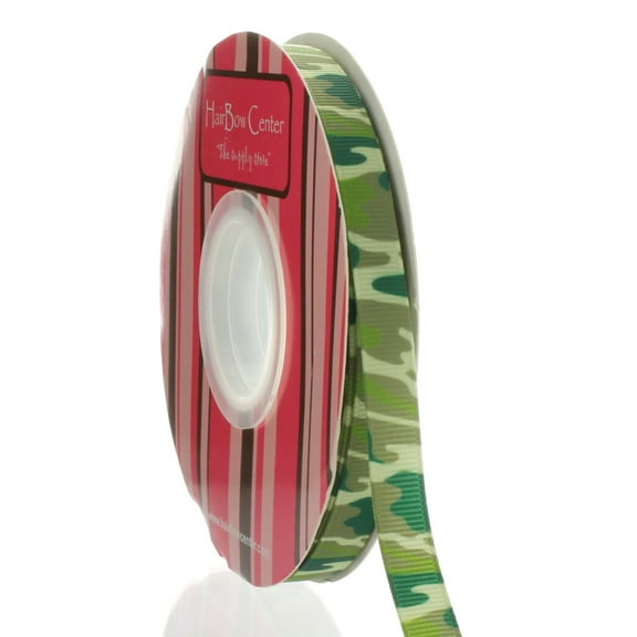 3/8" Green Camo Grosgrain Ribbon 100 Yard