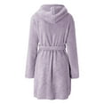 thumbnail image 5 of Alitao Robes for Women Lounge Sets Women's Solid Colour Long Sleeve Pocket Hooded Knee Short Plush Pajamas Robe Homewear Bathrobe Fuzzy Robe Women'S Sleepwear Purple S, 5 of 5