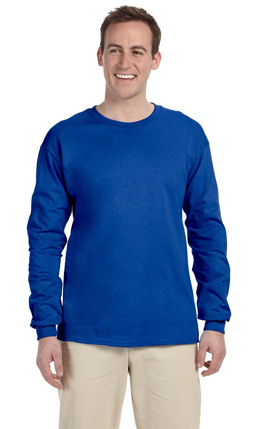 Gildan Men's Ultra Cotton Long Sleeve Pocket T-Shirt - Heavy 6 Oz Crewneck (G241, Navy)