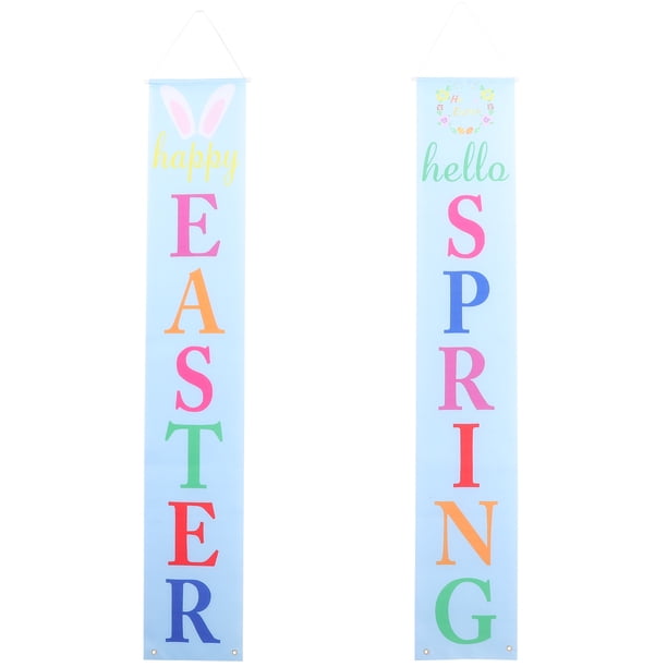 2 piezas primavera Pascua fiesta decorativa puerta pancartas puerta pareados cortinas de puerta
