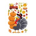thumbnail image 1 of Bienvenido Acción de Gracias Pavo Etiqueta Calabaza Hoja de Arce Fruta Etiqueta Estática, 1 of 5