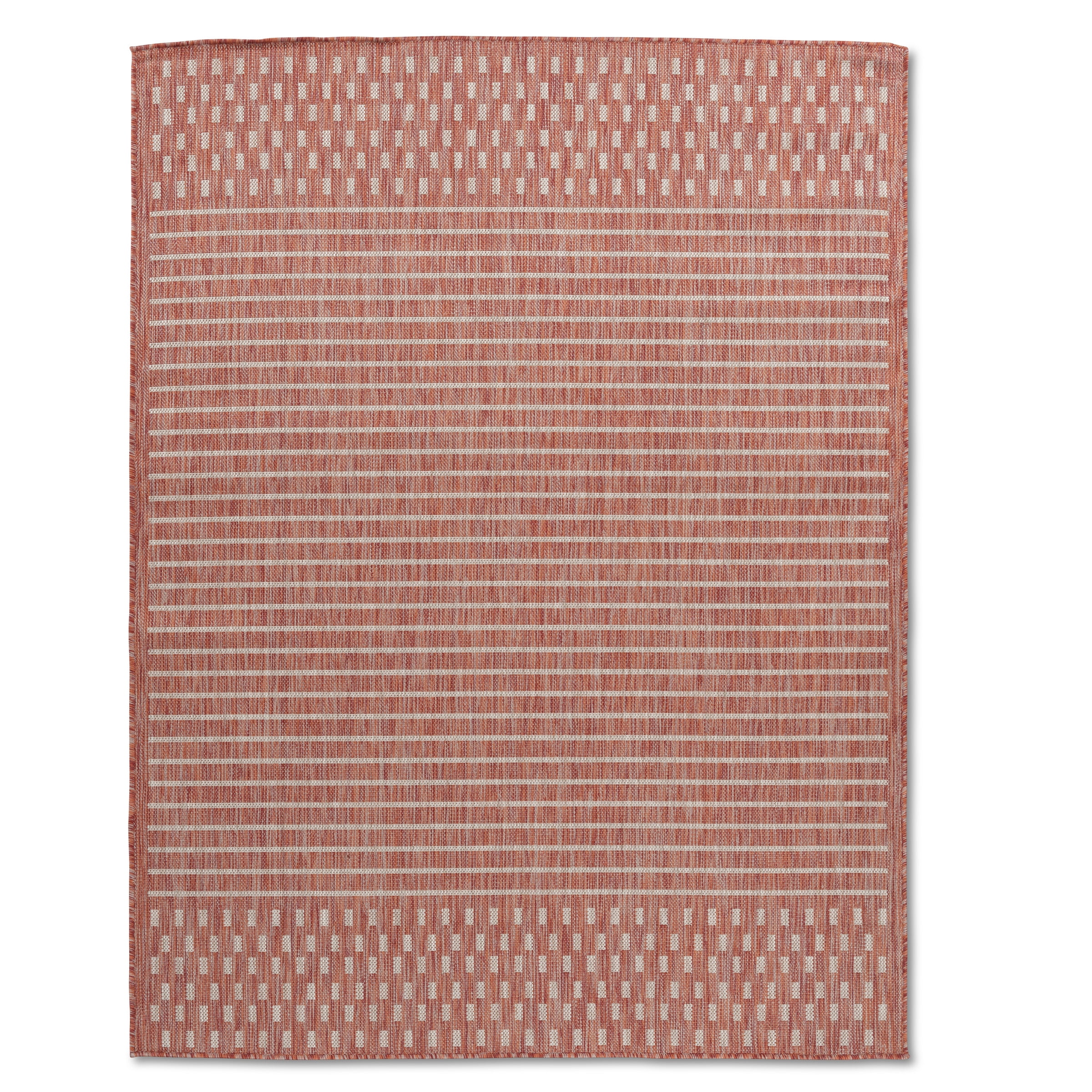 Quick Dry Copper Red Lines Indoor Outdoor Rug