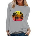thumbnail image 2 of Clearance Clothes under $5.00 Fashion Women's Spring Printed Long Sleeves Round Neck Casual Tee Tops, 2 of 5