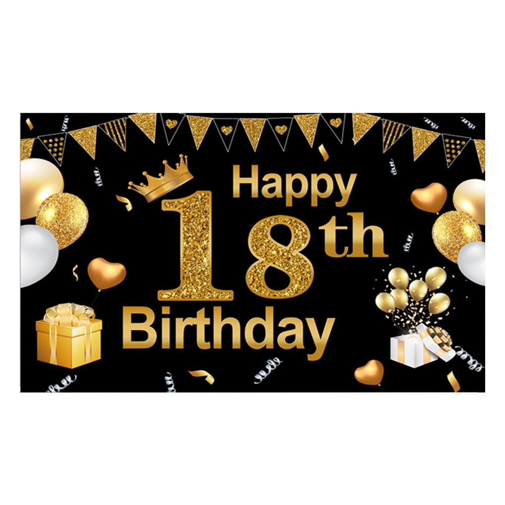 Backdrop Photography Prop Banner Birthday Party Decoration Polyester Streamer, 18th Birthdy Party
