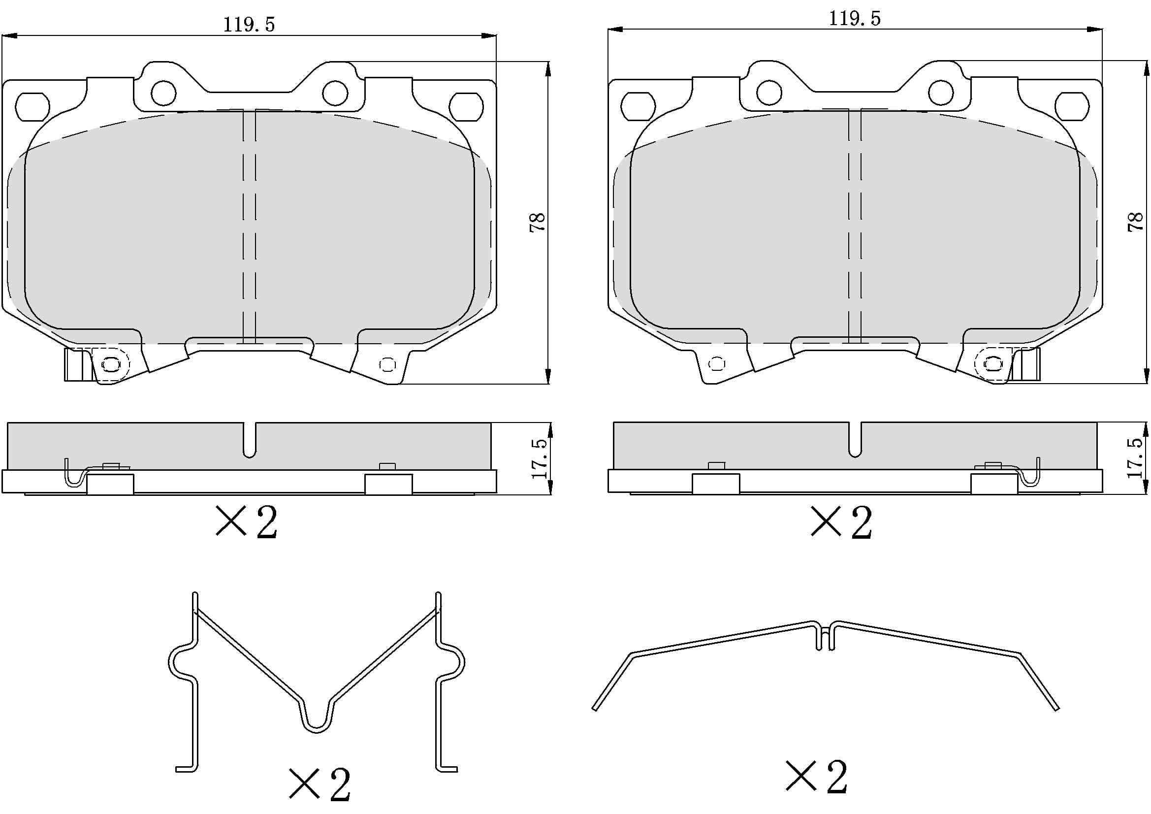 Winstop Brake Pad Set, Front WS.0812.0.C, Toyota Tundra 2003-2000