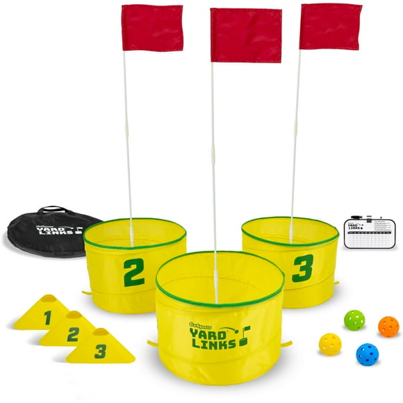 GoSports Jeu de Golf Yard Links avec 3 Seaux, Marqueurs de Tee et 4 Balles