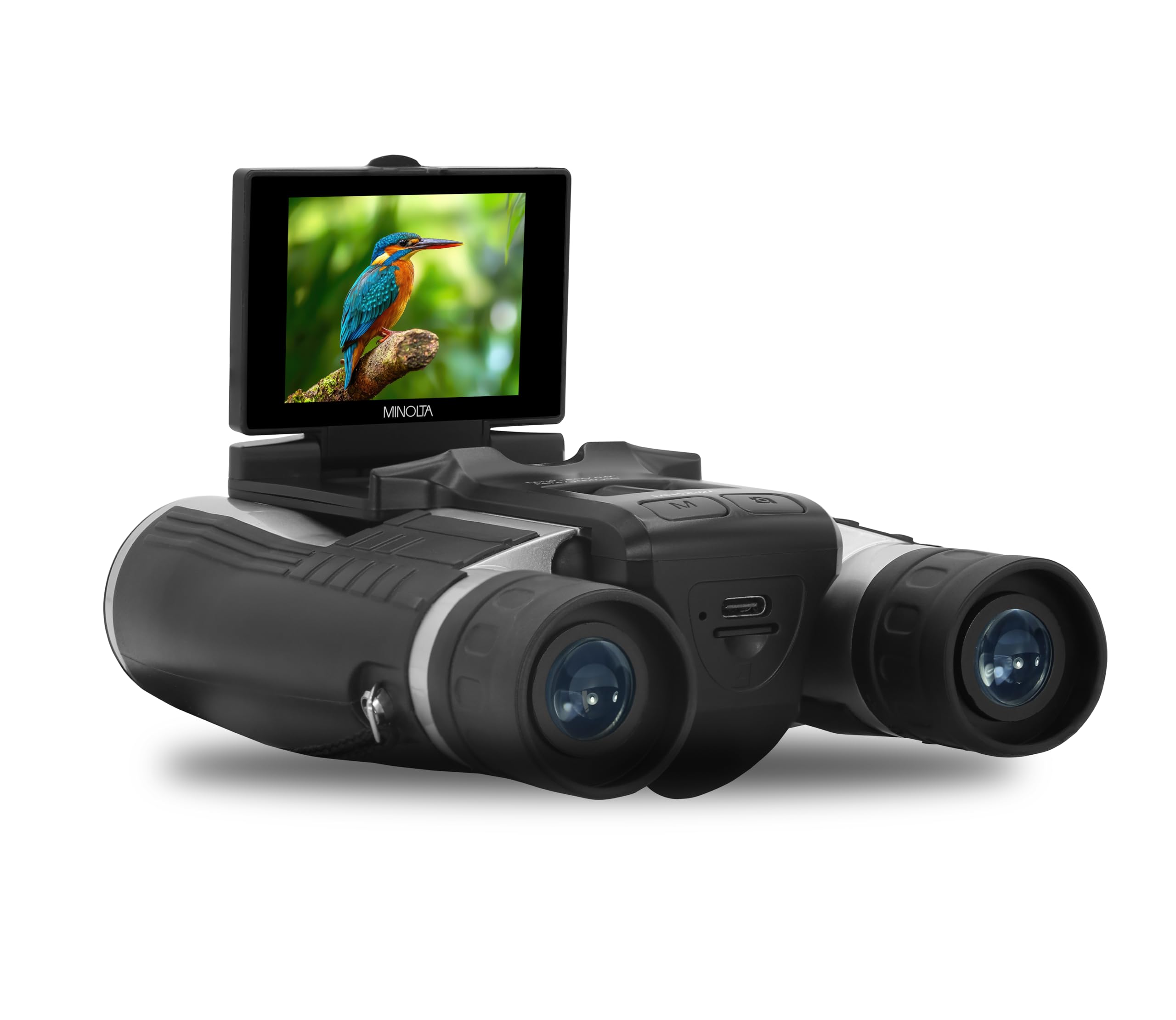 Minolta MN1232A 12x32 Digital Binoculars- 4K UHD Video Camera, 48MP Photo, 8X Digital Zoom, IPS Anti-Glare Screen, Fog-Resistant Optics, Compact, Ideal for Birdwatching & Travel Hunting