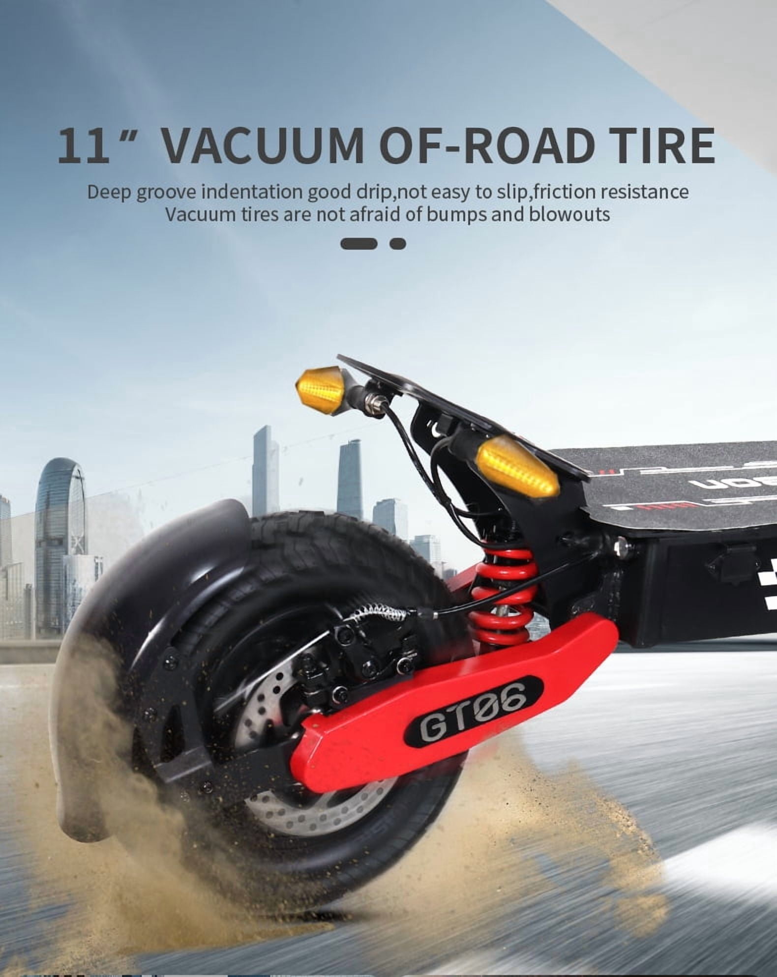 GT06 Electric Scooter for Adults, 1200W Peak ,48V 23.4AH Foldable Fast E Scooter, Up to 30MPH Top Speed, 11" Off-Road Tires, 330lbs MAX Load