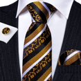 thumbnail image 4 of Set de corbatas Barry.Wang Silk 150 cm con gemelos dorados, 4 of 5