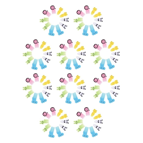 Bewildely 10 piezas lindo pequeño animal de dibujos animados niños fruta tenedores niños plástico Bento decoración del hogar accesorio 60 mm 10piezas Bewildely  CBP054848