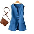 thumbnail image 5 of Women Casual Blazer Vest Jacket, Sleeveless Lapel Coat with Pockets Solid Fashion Outerwear Blue-A XXXL(XXXL), 5 of 6