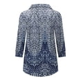 thumbnail image 4 of GaThRRgYP Womens Tops Long Sleeve,2024 Fall Womens Tops Plus Clearance Plus Size Tops Save up under 50%,Fashion Woman V Neck Three Quarter 3/4Sleeve T Shirt Printing Blouse Tops Sweatshirt Navy XL, 4 of 5