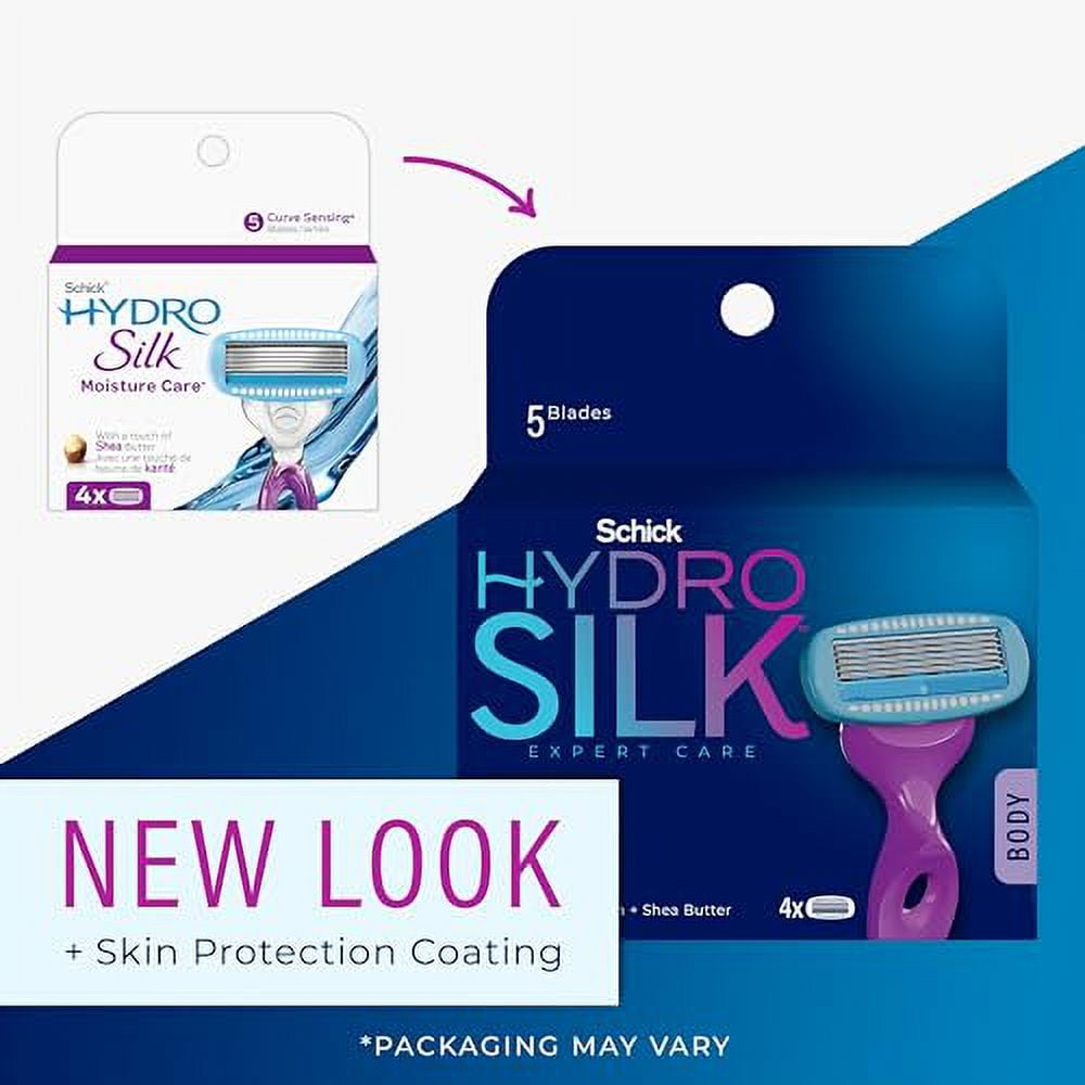 Schick Hydro Silk Moisturizing Razor Blade Refills for Women with Shower Hanger, 4 Count