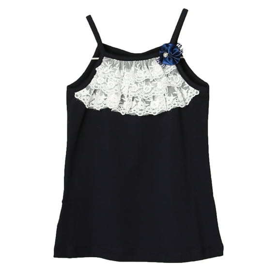 Richie House Girls' Tanktop with Lace and Bow Accent RH0304