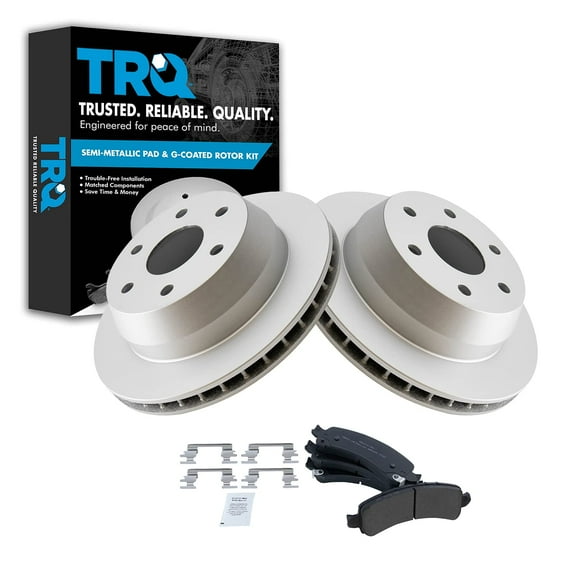 TRQ Rear Metallic Brake Pads & G-Coated Rotors Kit Fits Select Cadillac Chevy GMC New
