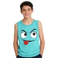 thumbnail image 4 of ITSAME Boys Graphic Tank Tops, Loose Fit Crewneck Funny Face Print Summer Fashionable Sleeveless Shirt Green 14T, 4 of 6