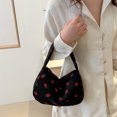 thumbnail image 3 of Bolso de mano de pana y fresa con cremallera bolso de hombro para mujer para playa (negro), 3 of 9