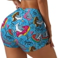 thumbnail image 1 of Balery Sharks Summer Pantalones cortos de entrenamiento estampados para mujer, sin costuras, ajustados, para gimnasio, yoga, correr, deportes, ejercicio activo, fitness.-Large, 1 of 8