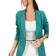thumbnail image 3 of FASHIONWT Women Plus Size Solid Color Casual Double Breasted Blouse Shawl Mid Length Blazer, 3 of 4
