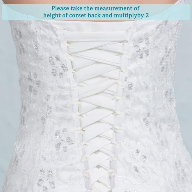 corset string for wedding dress Corsets are extremely popular amongst wedding dress back designs. An  open-lace corset with a tulle lace string has been becoming a favorite  within different dress designs, especially gowns with see-through nude  bodices