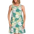 thumbnail image 1 of Gaeub Robe Sans Manches à Fleurs de Lotus pour Femmes, Robe Décontractée de Plage, Robe d'Été Maxi Ample avec Poches, 1 of 7