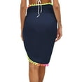 thumbnail image 2 of Womens Swim Wear Bikini Cover Up Sheer Beach Mini Wrap Skirt with Colorful Pompom Tassel Shorts Sarong Pareo for Summer Holiday, 2 of 5