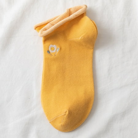 

Njoeus Women Shortcylinder Cartoons Embroidery Towel Bottom Socks Lnvisible Ship Socks Clearance