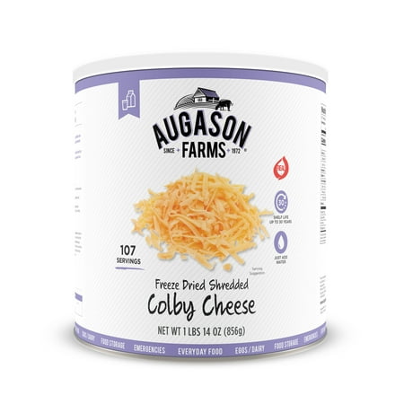 Augason Farms Freeze Dried Shredded Colby Cheese 1 lbs 14 oz No. 10 (Best Foods To Freeze)