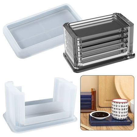 

MyBeauty 2Pcs Coaster Cushion Mold Easy to Operate DIY Silicone Making Craft Cup Mat Storage Tray Mold for Household