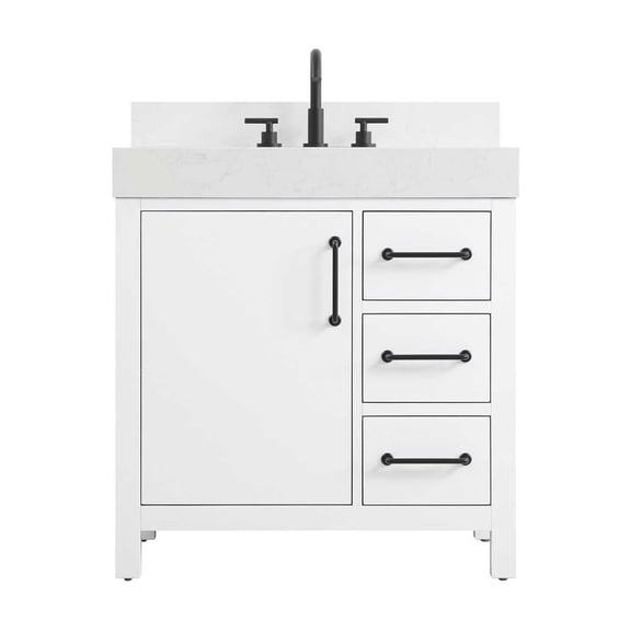 Elegant Kitchen and Bath 32 inch Single Bathroom Vanity In White with backsplash