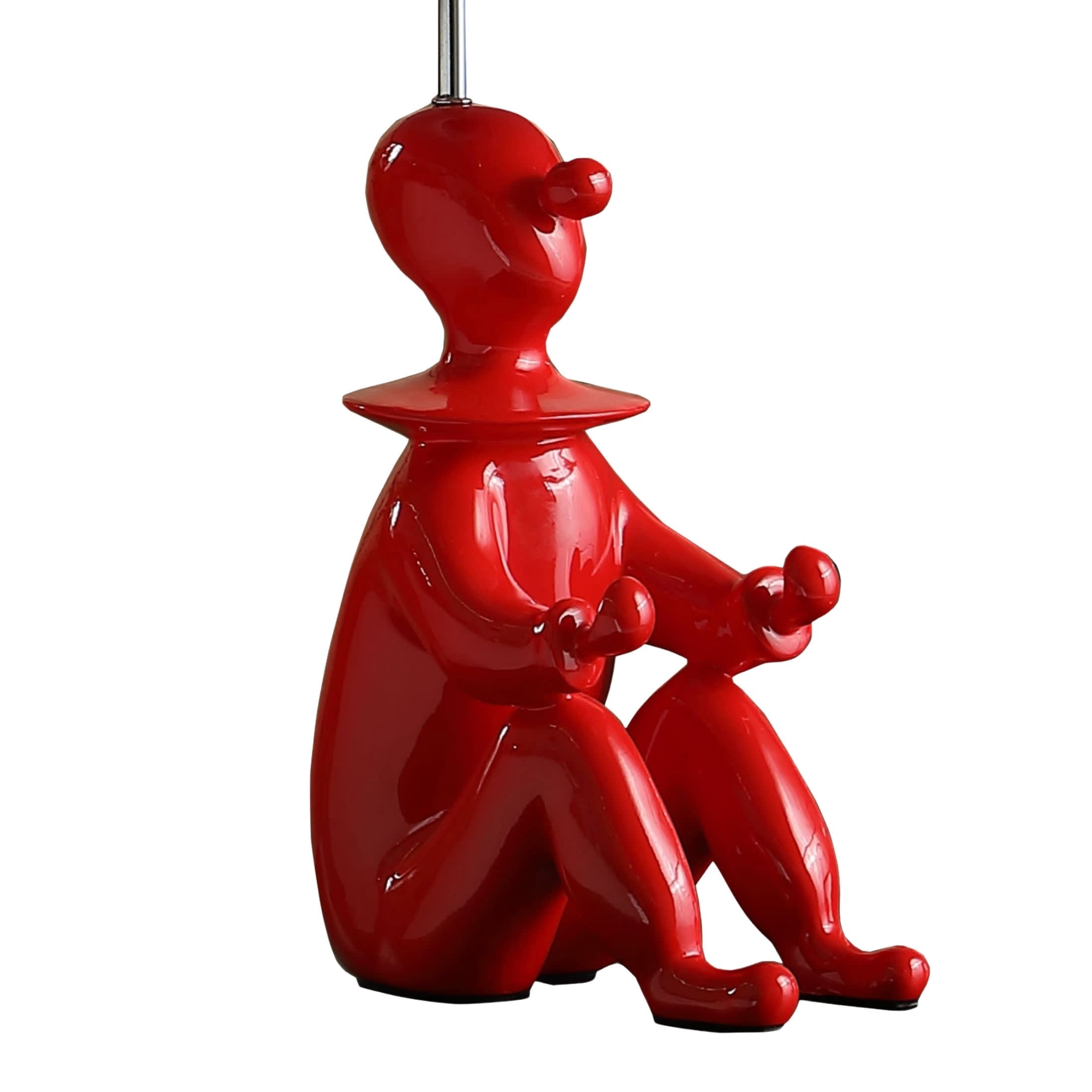 Noble House 21.25" Clown Figurine Table Lamp, Convenient Phone Holder, Semi-Drum Shade, E26 Light Bulb, Red