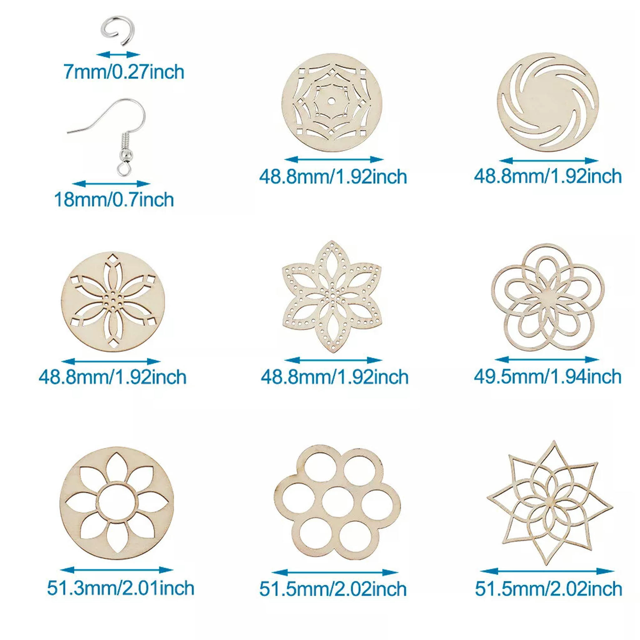 EOEMY 1Set Diy Dangle Earring Making With 80Pc Wood Filigree Joiners 80X Earring Hooks